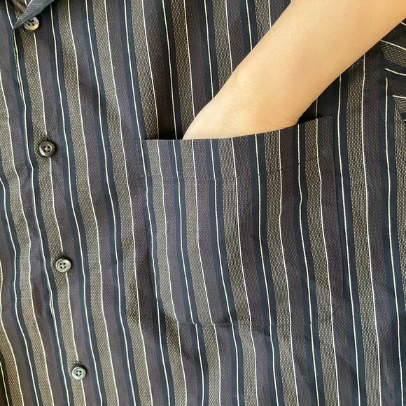 Robert Talbott Men’s Long Sleeve Dress Button Down Shirt Size 2XL, Gray Stripes - Picture 5 of 9